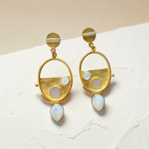 White Modern Orbit Earrings