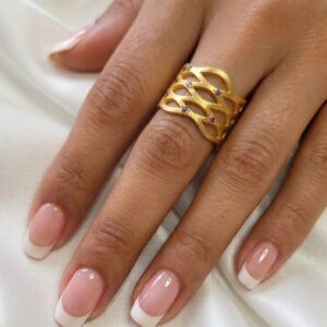 Wavy Lattice Purple Stone Rings
