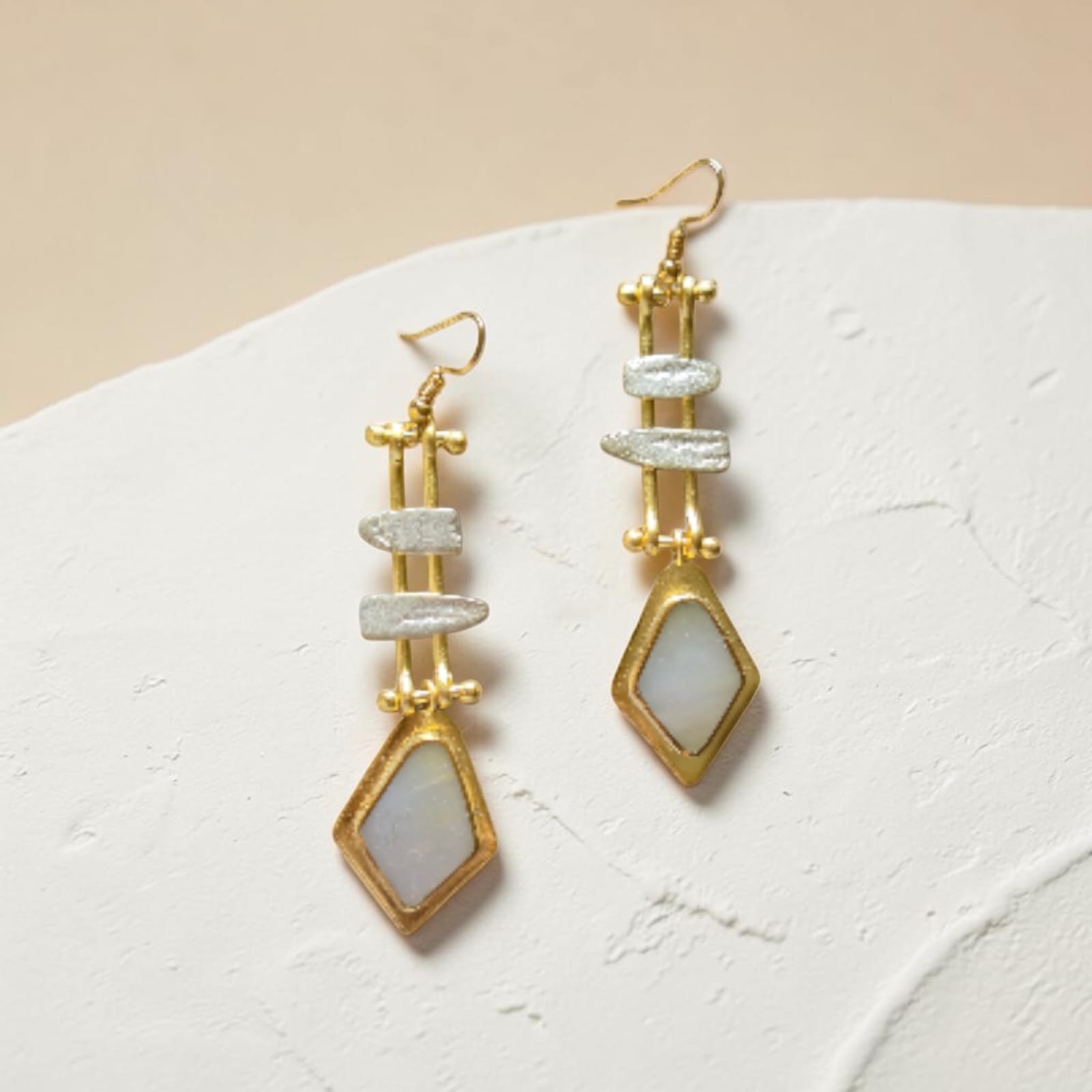 Ladder Silver White Earrings - Image 2