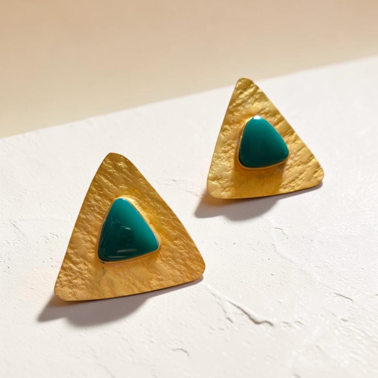 Green Triangle Studs