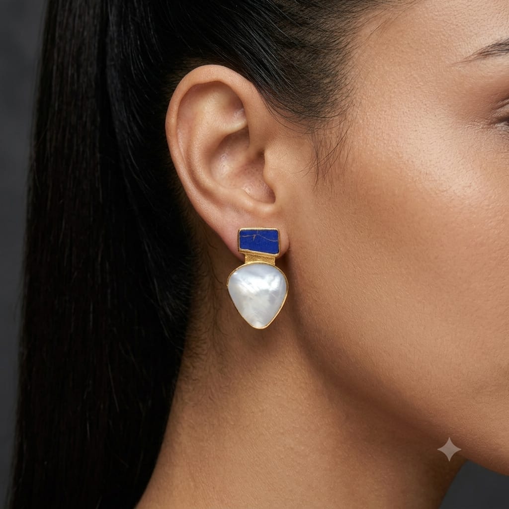 Navy x Shell Earrings - Image 2
