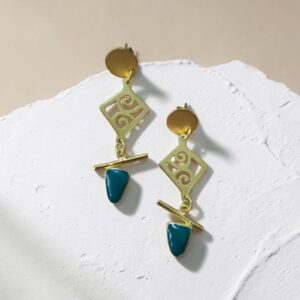 Green Swirl Bar Earrings