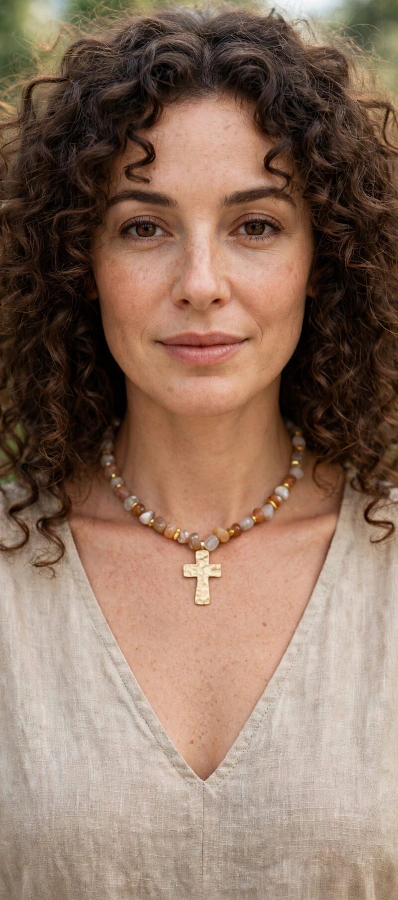 Moka Cross with shades of light brown stones