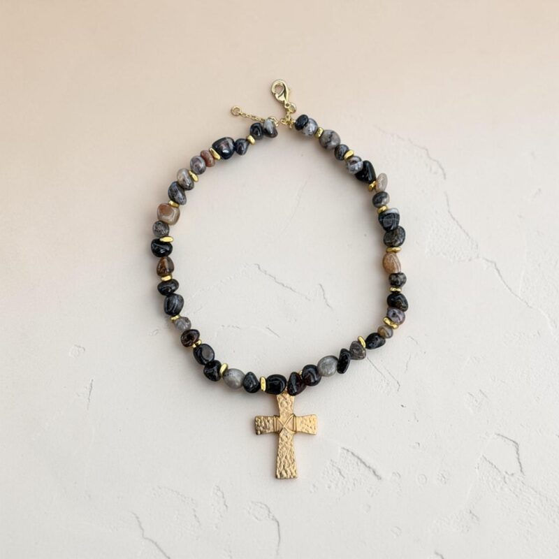 Youstina Cross with Shades of black stones